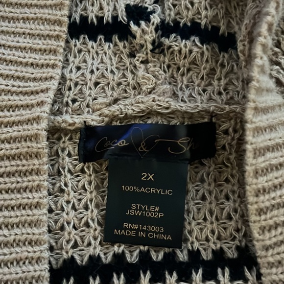 Tan and black striped cardigan with hood - Picture 4 of 5